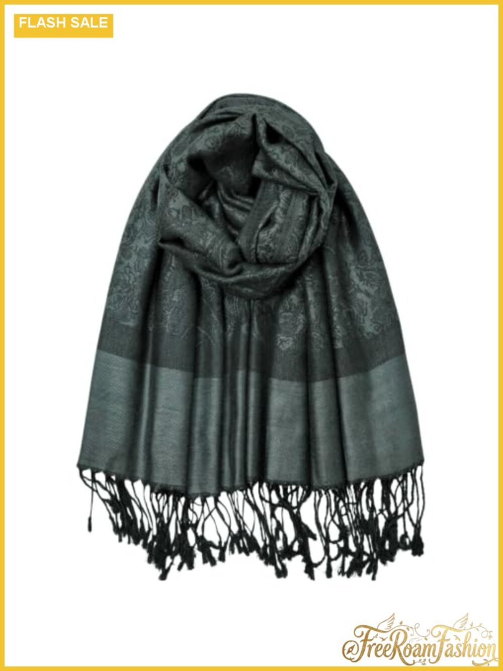 Paisley Fringed Pashmina Wrap Shawl Reversible Rayon Viscose Acrylic